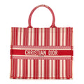 Canvas Embroidered Mykonos Large Striped Book Tote Red £¨ Direct shipment via from wholesalehk.shop