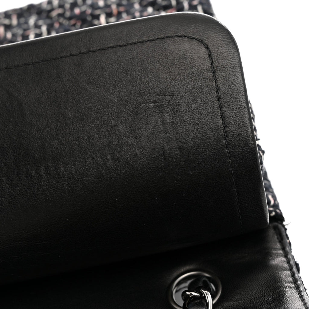 Tweed Quilted Medium Double Flap Black wholesalehk.shop