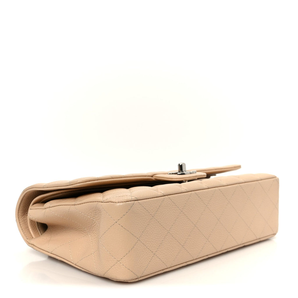 Caviar Quilted Medium Double Flap Beige wholesalehk.shop