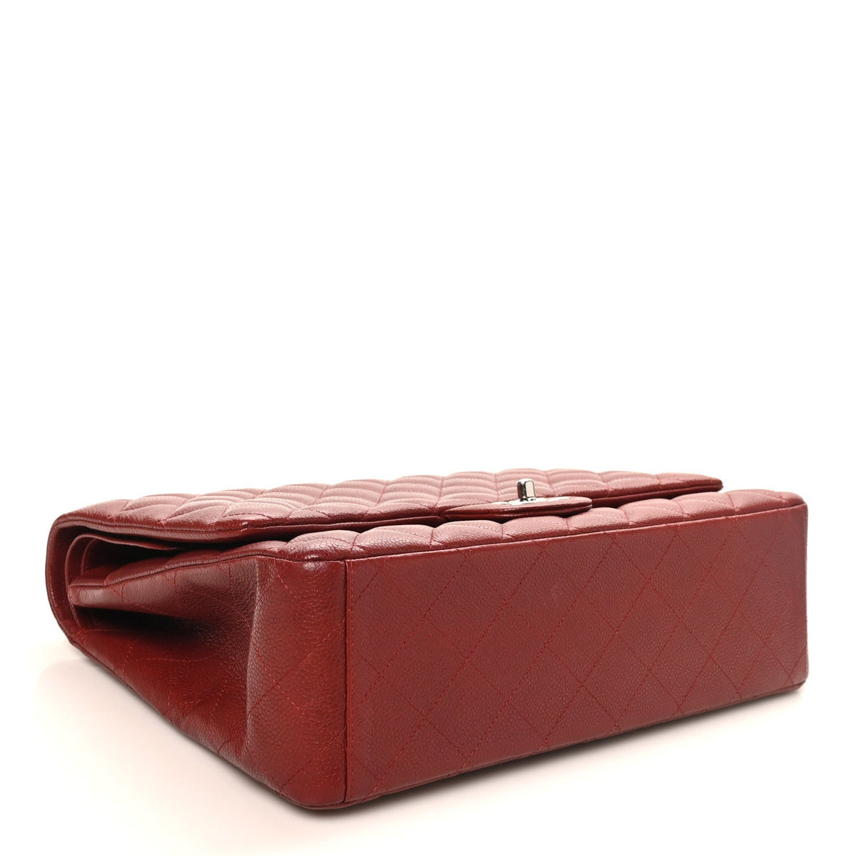 Caviar Quilted Maxi Double Flap Dark Red wholesalehk.shop