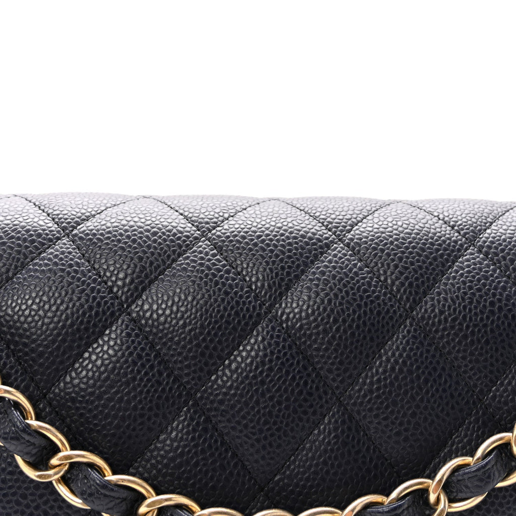 Caviar Quilted Jumbo Double Flap Navy Blue wholesalehk.shop