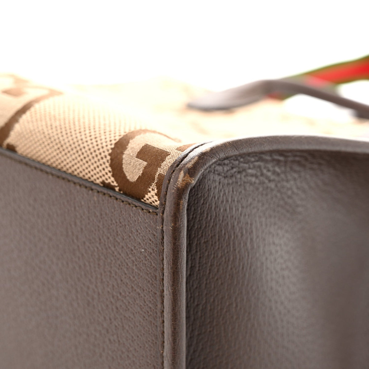 Monogram Jumbo GG Textured Dollar Calfskin Web Tote Bag Camel Ebony New Acero wholesalehk.shop