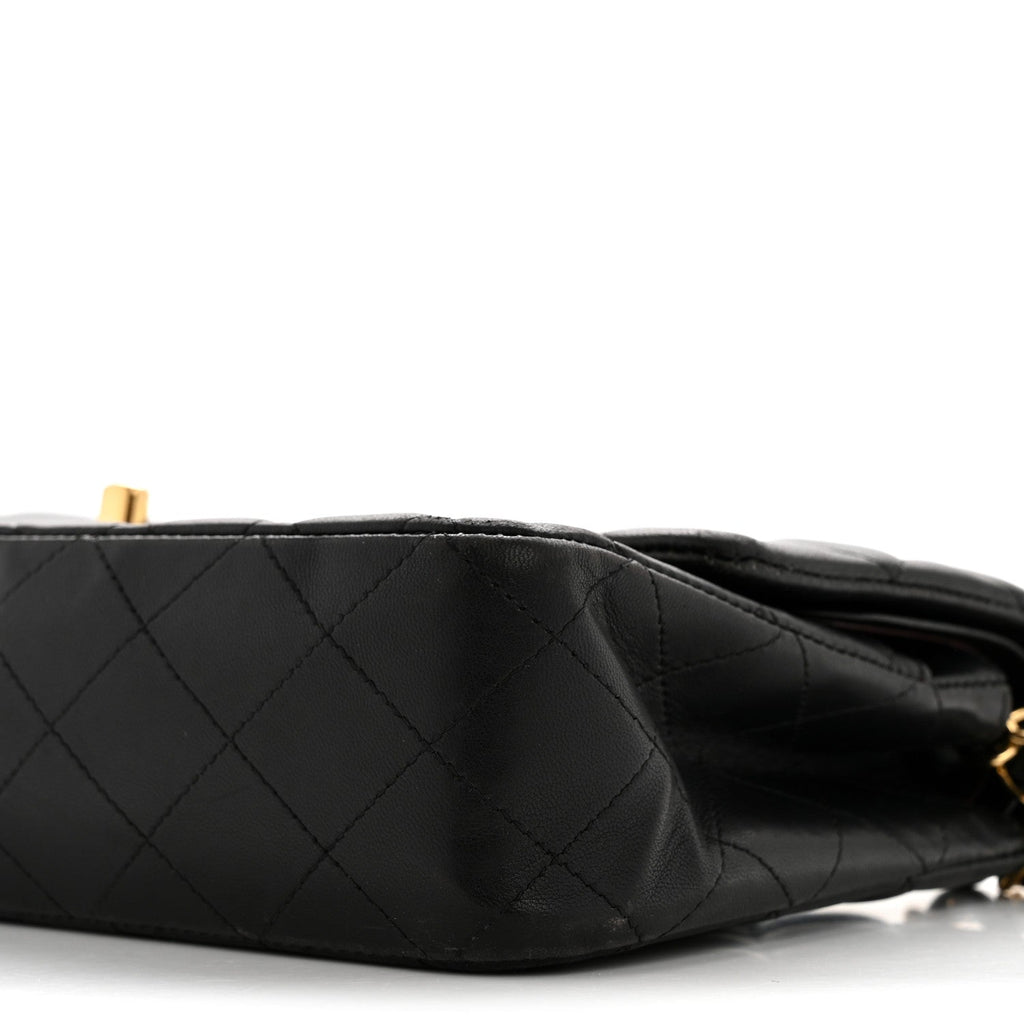 Lambskin Quilted Medium Double Flap Black wholesalehk.shop