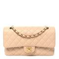 Caviar Quilted Medium Double Flap Beige Beige Clair wholesalehk.shop
