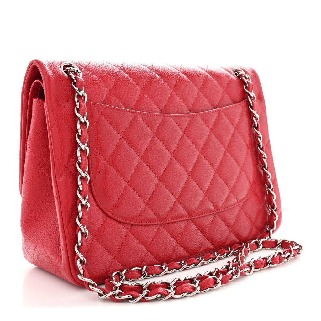 Caviar Quilted Jumbo Double Flap Red wholesalehk.shop