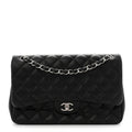 Lambskin Quilted Jumbo Double Flap Black wholesalehk.shop
