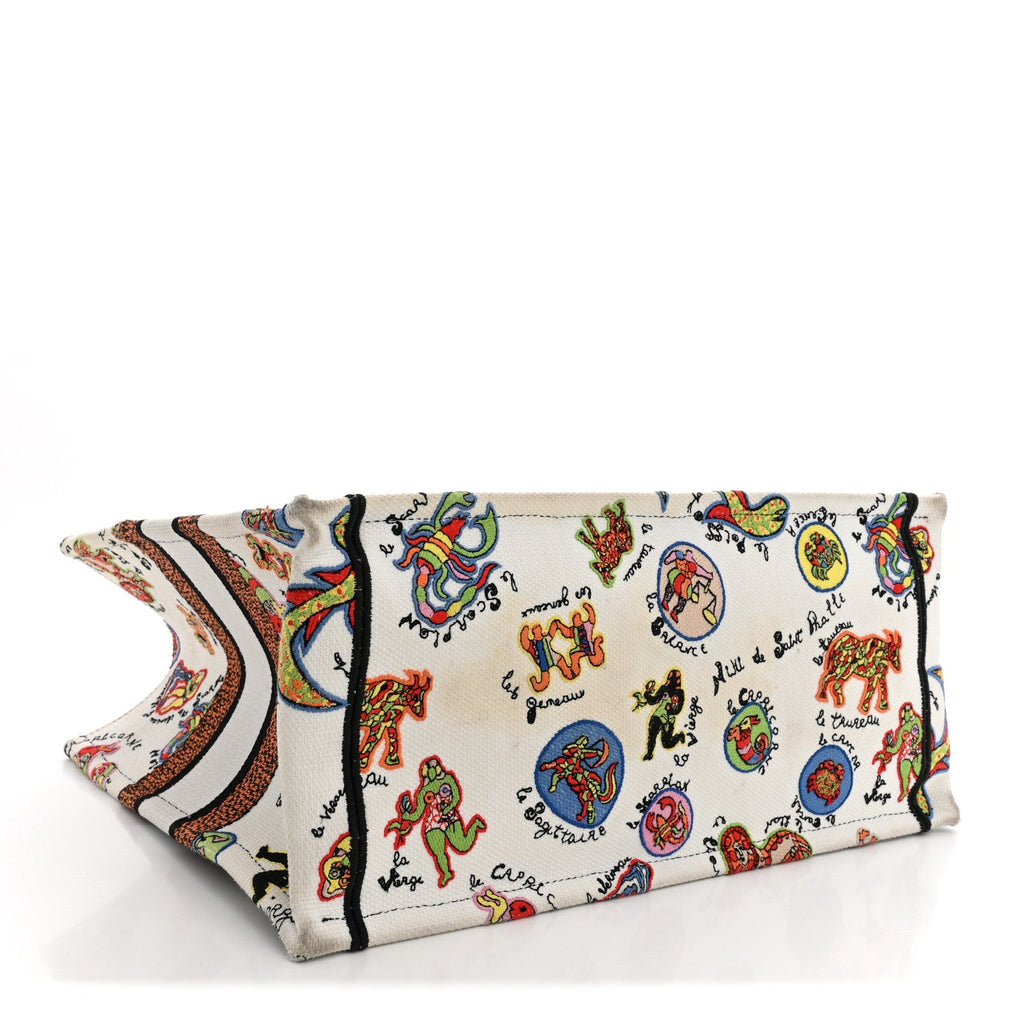 Canvas Embroidered Dragon Zodiac Medium Book Tote White Multicolor £¨ Direct shipment via from wholesalehk.shop