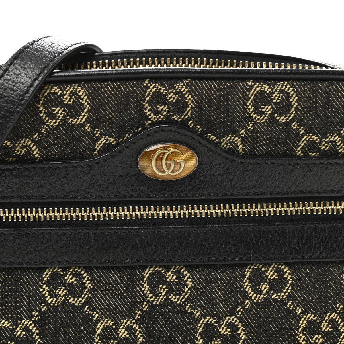 Jacquard Black Denim GG Monogram Textured Dollar Calfskin Mini Ophidia Shoulder Bag Black Ivory wholesalehk.shop
