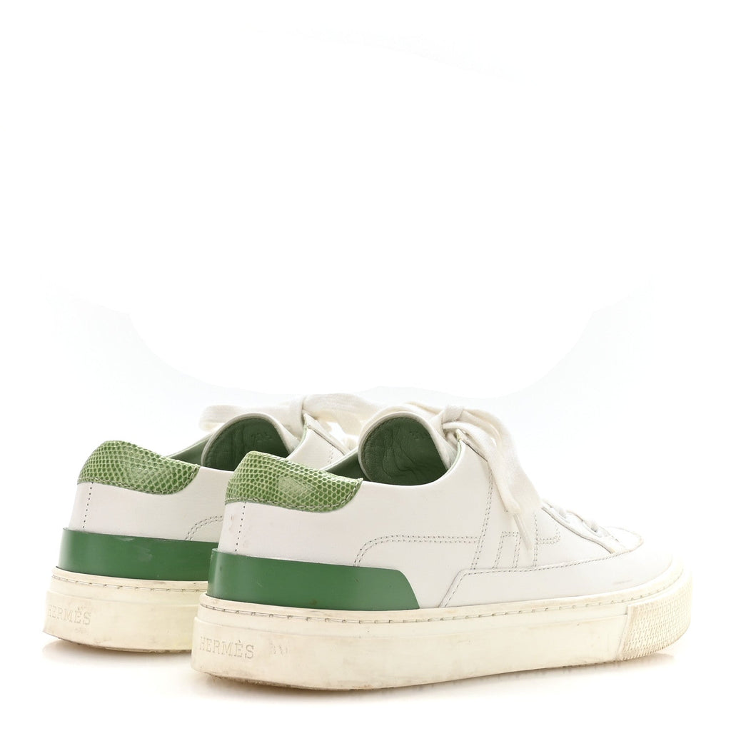 Crocodile Calfskin Deep Sneakers 37.5 White Vert Jade wholesalehk.shop