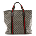 Tender GG Supreme Monogram Textured Dollar Calfskin Web Tote Beige Ebony New Acero wholesalehk.shop