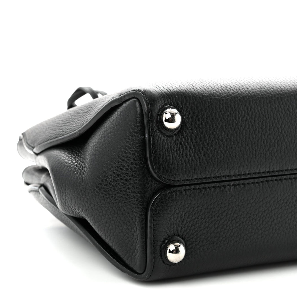 Grained Calfskin Small Open Bar Tote Black wholesalehk.shop
