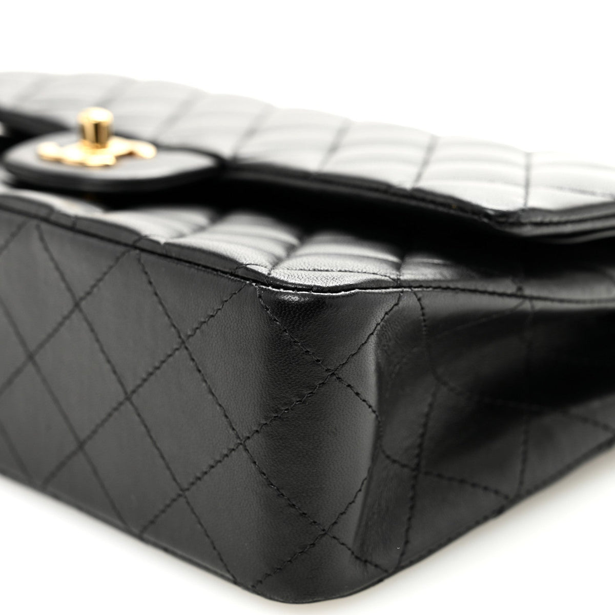 Lambskin Quilted Medium Double Flap Black wholesalehk.shop