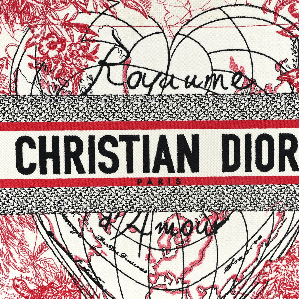 Canvas Embroidered Medium Dioramour D-Royaume Book Tote Red Multicolor £¨ Direct shipment via from wholesalehk.shop