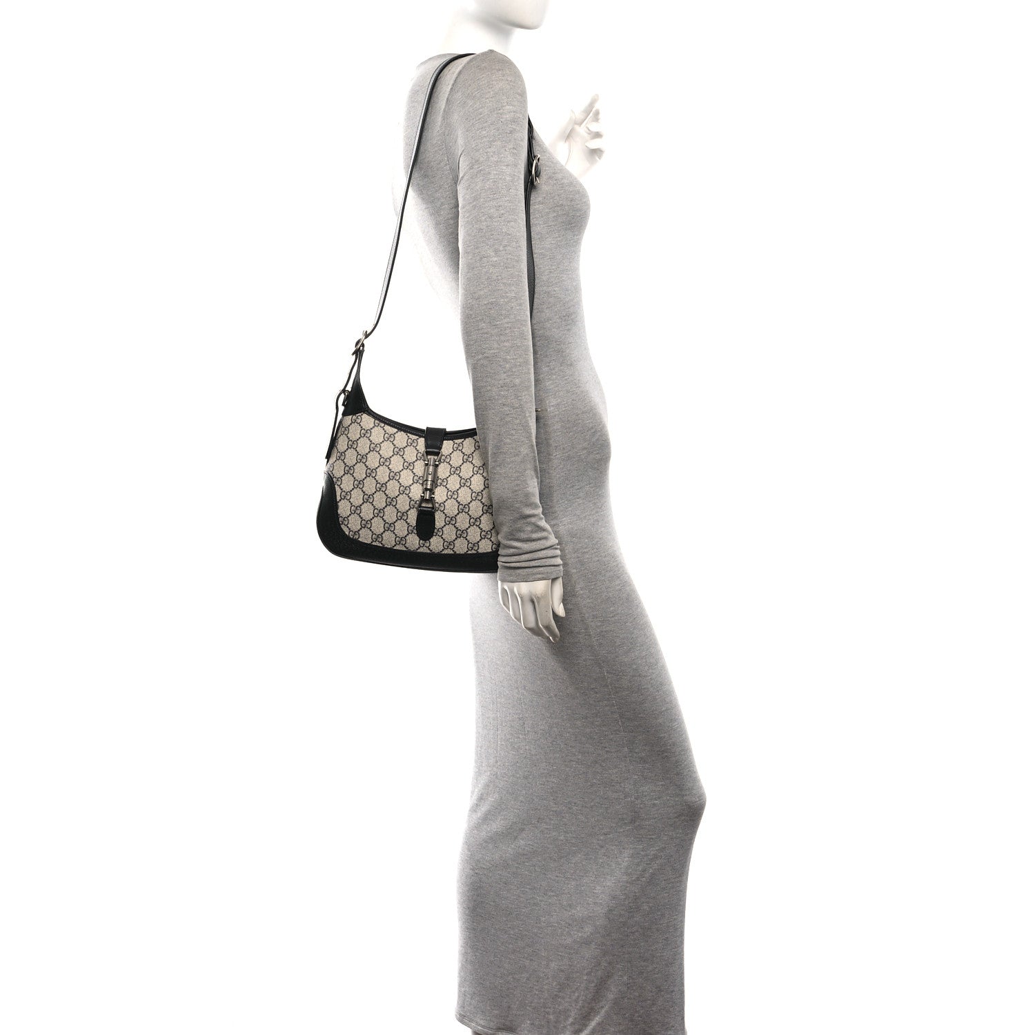 GG Supreme Monogram Textured Dollar Calfskin Web Small Jackie 1961 Hobo Beige Blue £¨ Direct shipment via from wholesalehk.shop