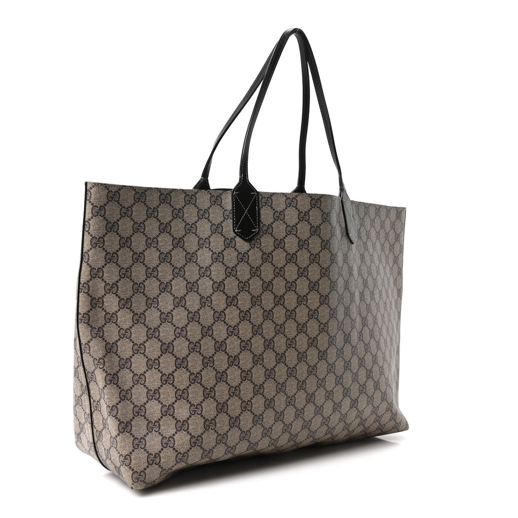 GG Supreme Monogram Large Reversible Tote Beige Black wholesalehk.shop
