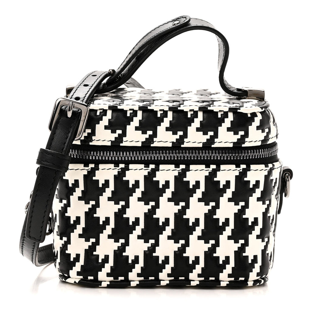 Calfskin Macro Houndstooth Embossed Micro Lady Dior Vanity Case Black White wholesalehk.shop