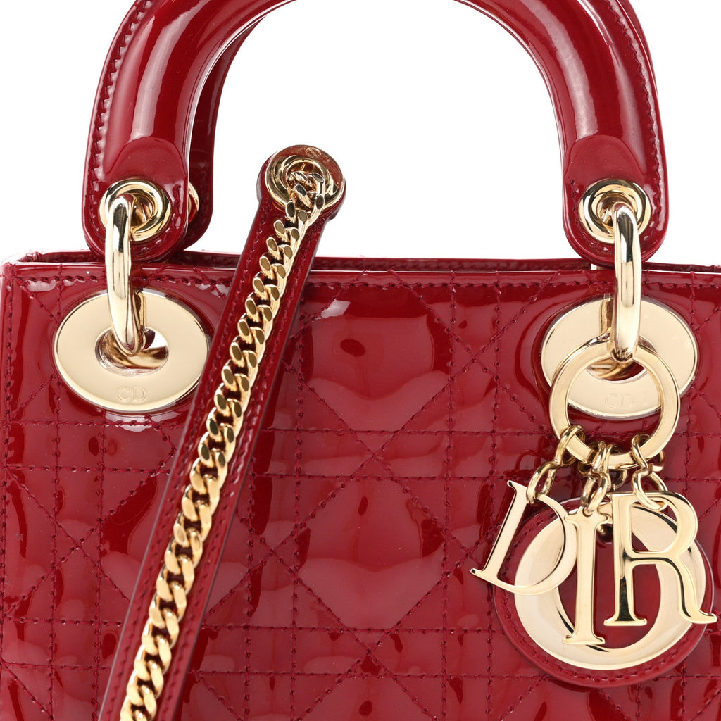 Patent Cannage Mini Lady Dior Red wholesalehk.shop
