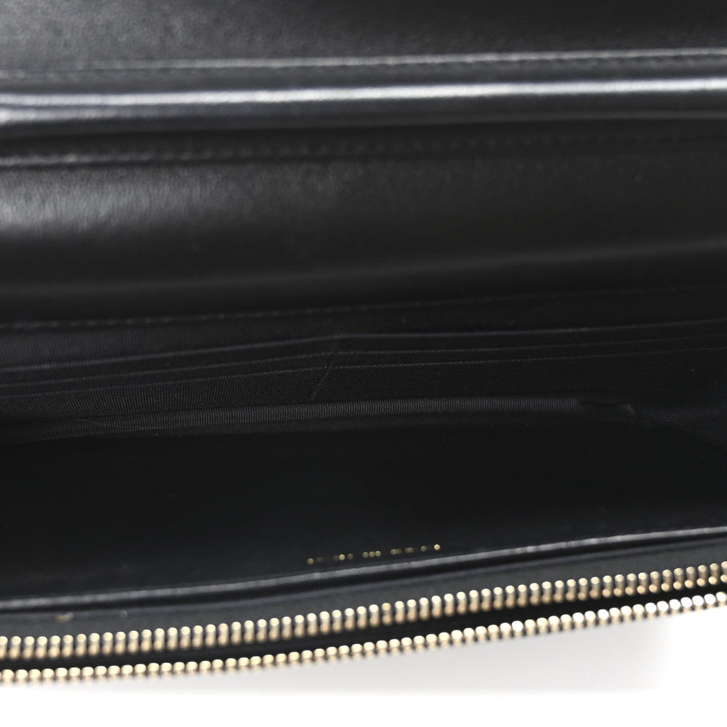 Lambskin Quilted Golden Class Wallet on Chain WOC Black wholesalehk.shop