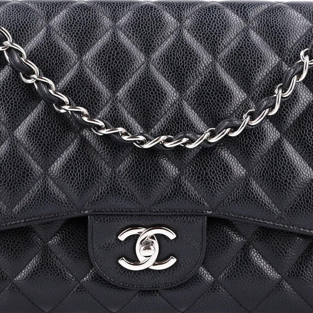Caviar Quilted Jumbo Double Flap Black wholesalehk.shop