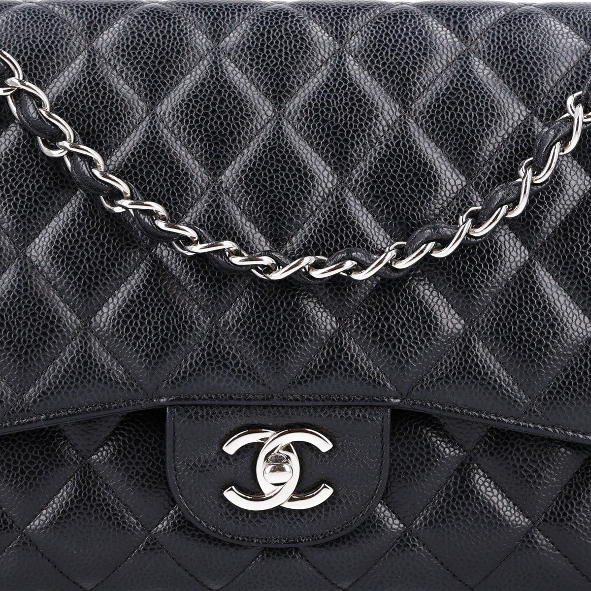 Caviar Quilted Jumbo Double Flap Black wholesalehk.shop