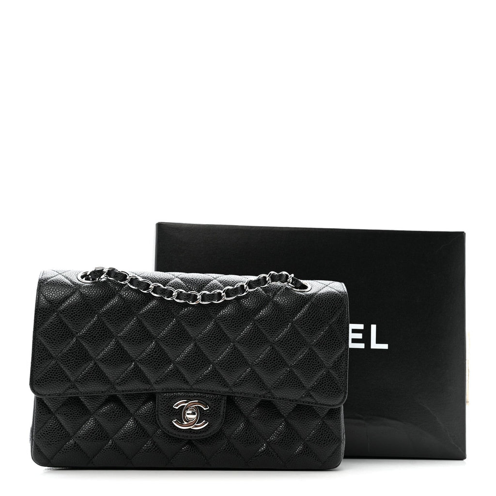 Caviar Quilted Medium Double Flap Black wholesalehk.shop