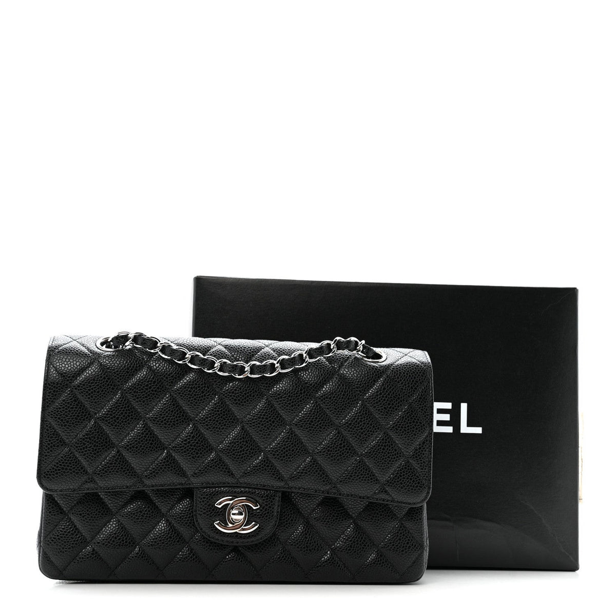 Caviar Quilted Medium Double Flap Black wholesalehk.shop