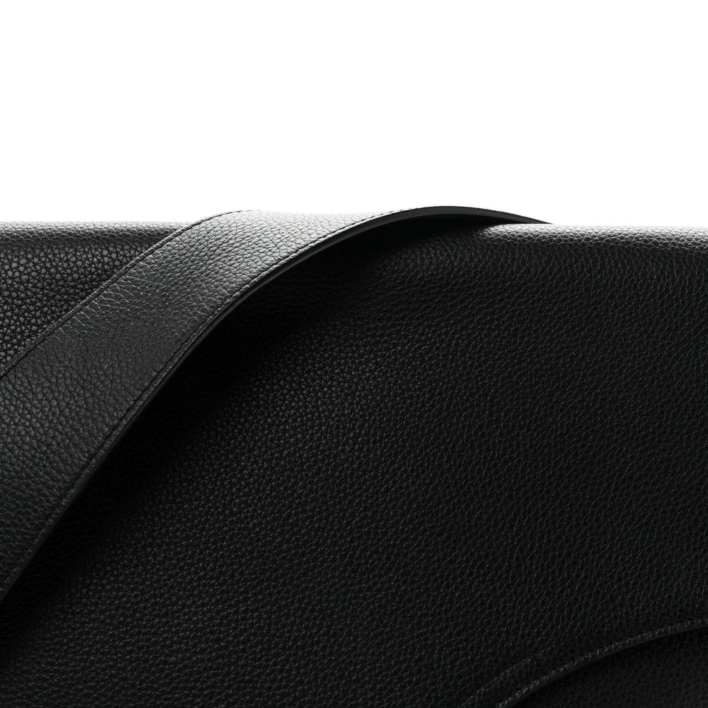 Grained Calfskin Saddle Messenger Bag Black wholesalehk.shop