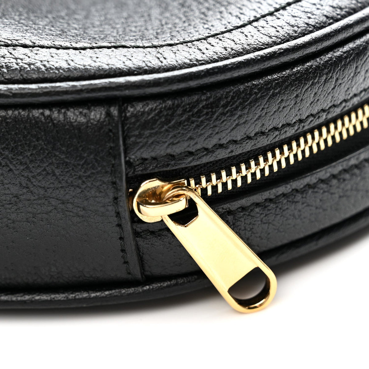Grained Calfskin Web Mini Ophidia Round Shoulder Bag Black wholesalehk.shop