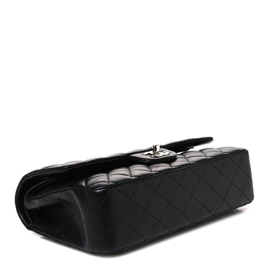 Lambskin Quilted Medium Double Flap Black wholesalehk.shop
