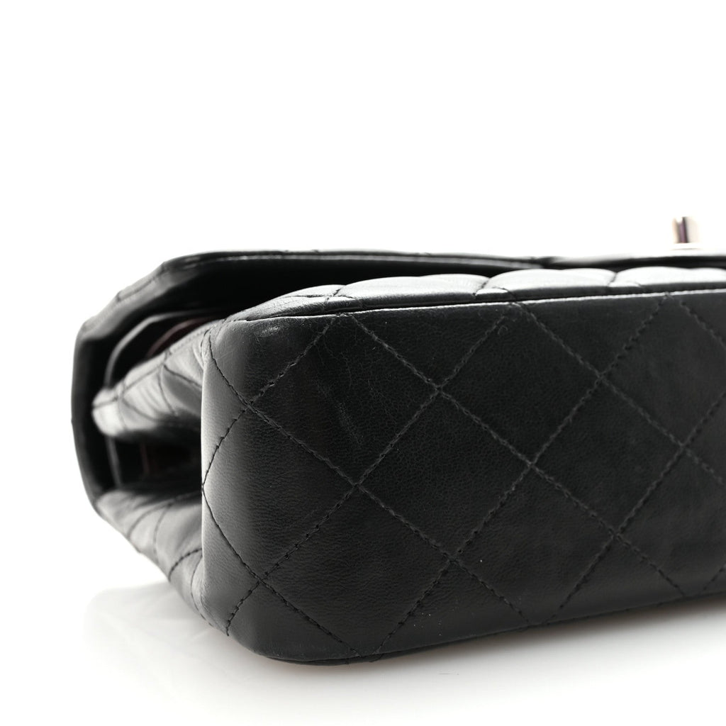 Lambskin Quilted Medium Double Flap Black wholesalehk.shop