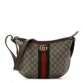 GG Supreme Monogram Web Small Ophidia Half Moon Hobo Brown wholesalehk.shop