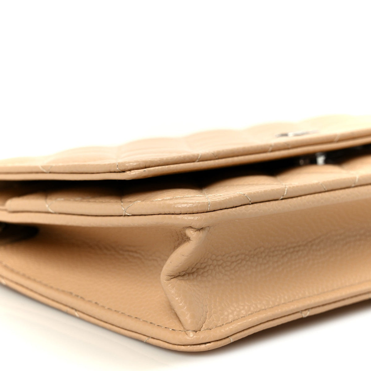 Caviar Quilted Wallet on Chain WOC Beige wholesalehk.shop