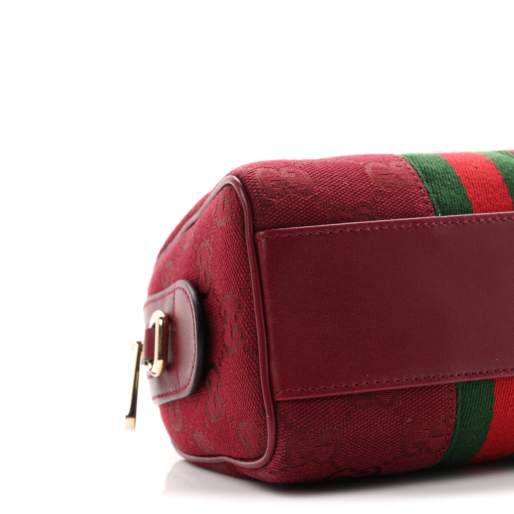 GG Supreme Monogram Textured Dollar Calfskin Web Super Mini Ophidia Top Handle Bowler Bag Rosso Ancora wholesalehk.shop