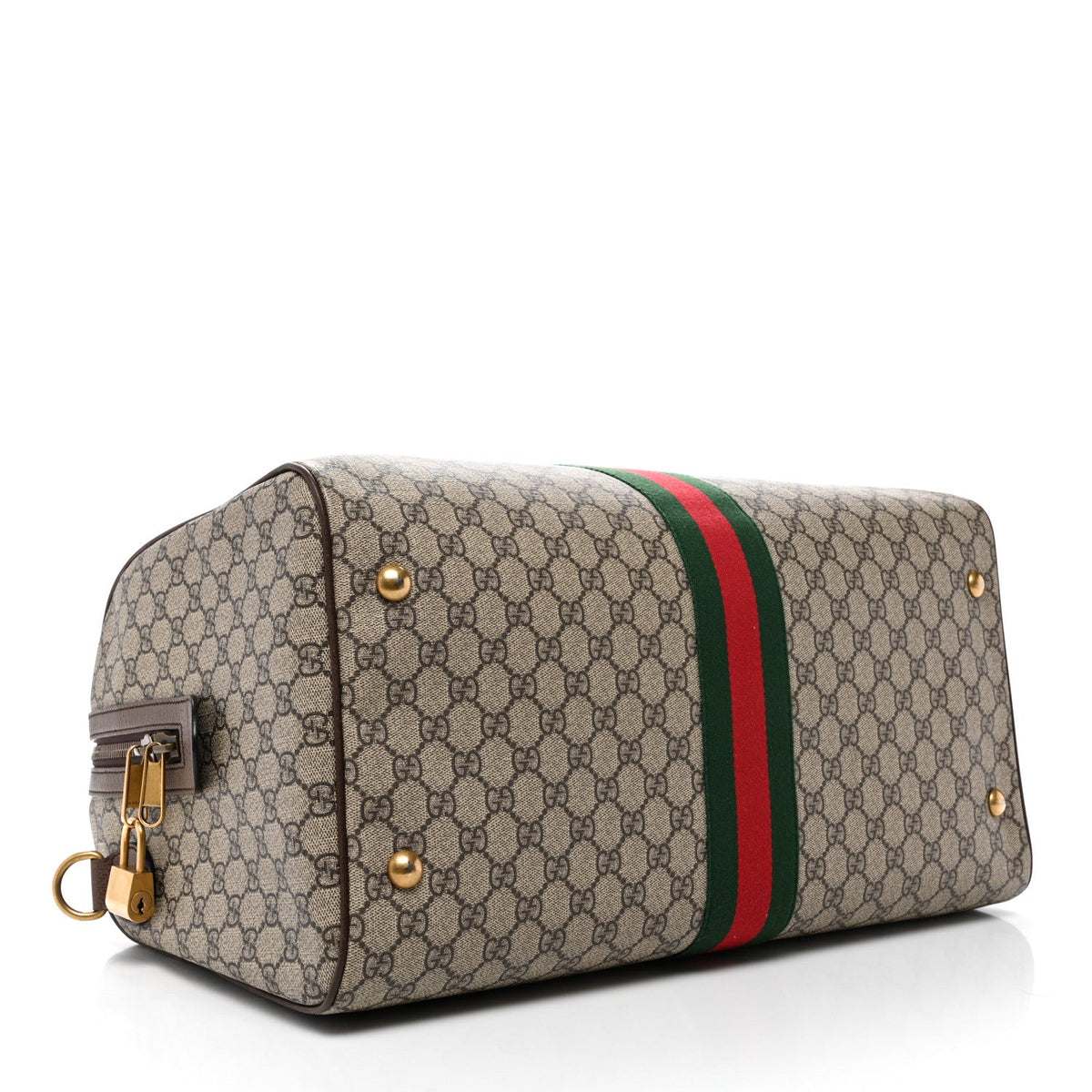 GG Supreme Monogram Textured Dollar Calfskin Web Medium Ophidia Carry-On Duffle Bag Beige Ebony New Acero wholesalehk.shop