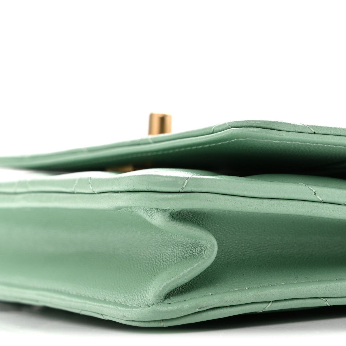 Lambskin Quilted Logo WOC Wallet On Chain Green wholesalehk.shop