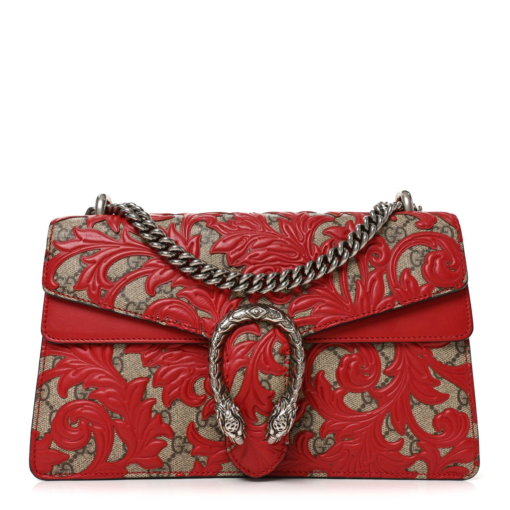 GG Supreme Monogram Arabesque Dionysus Shoulder Bag Hibiscus Red wholesalehk.shop