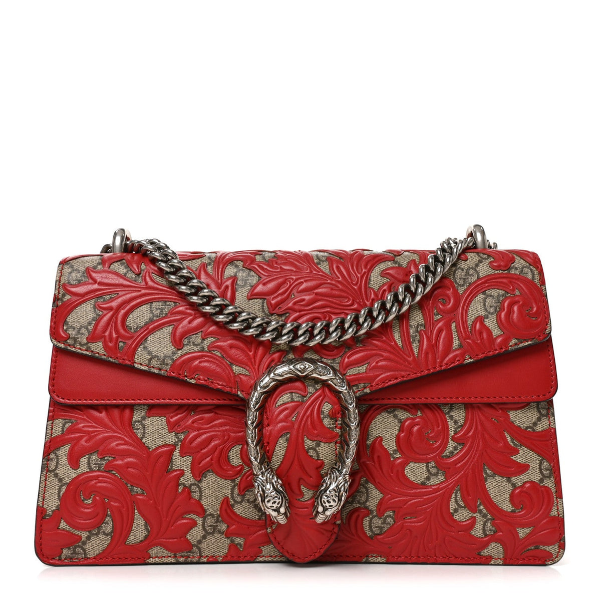 GG Supreme Monogram Arabesque Dionysus Shoulder Bag Hibiscus Red wholesalehk.shop