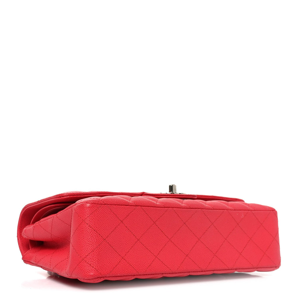 Caviar Quilted Medium Double Flap Dark Pink wholesalehk.shop