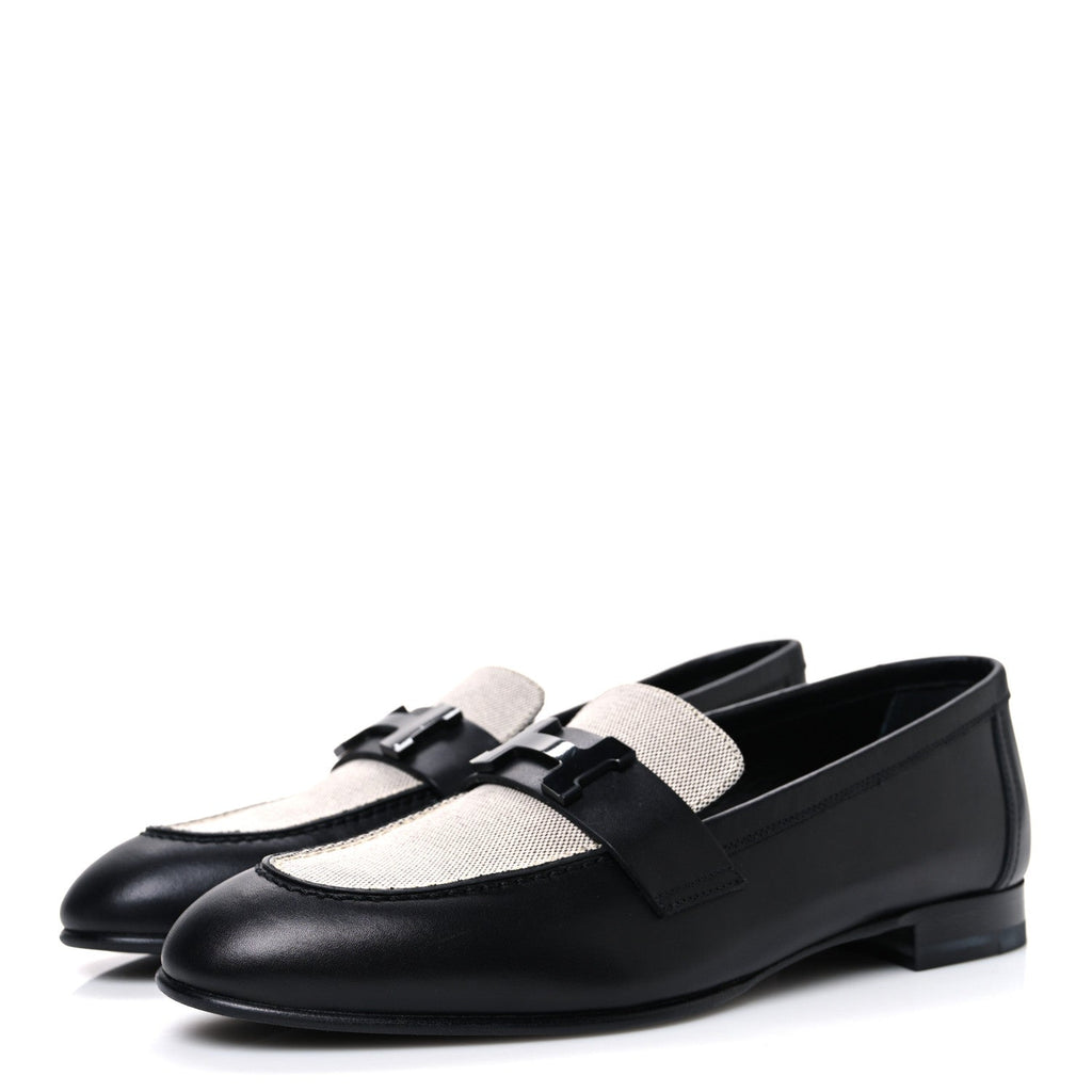 Toile De Coton Calfskin Womens Paris Loafers 37 Black Prunoir wholesalehk.shop