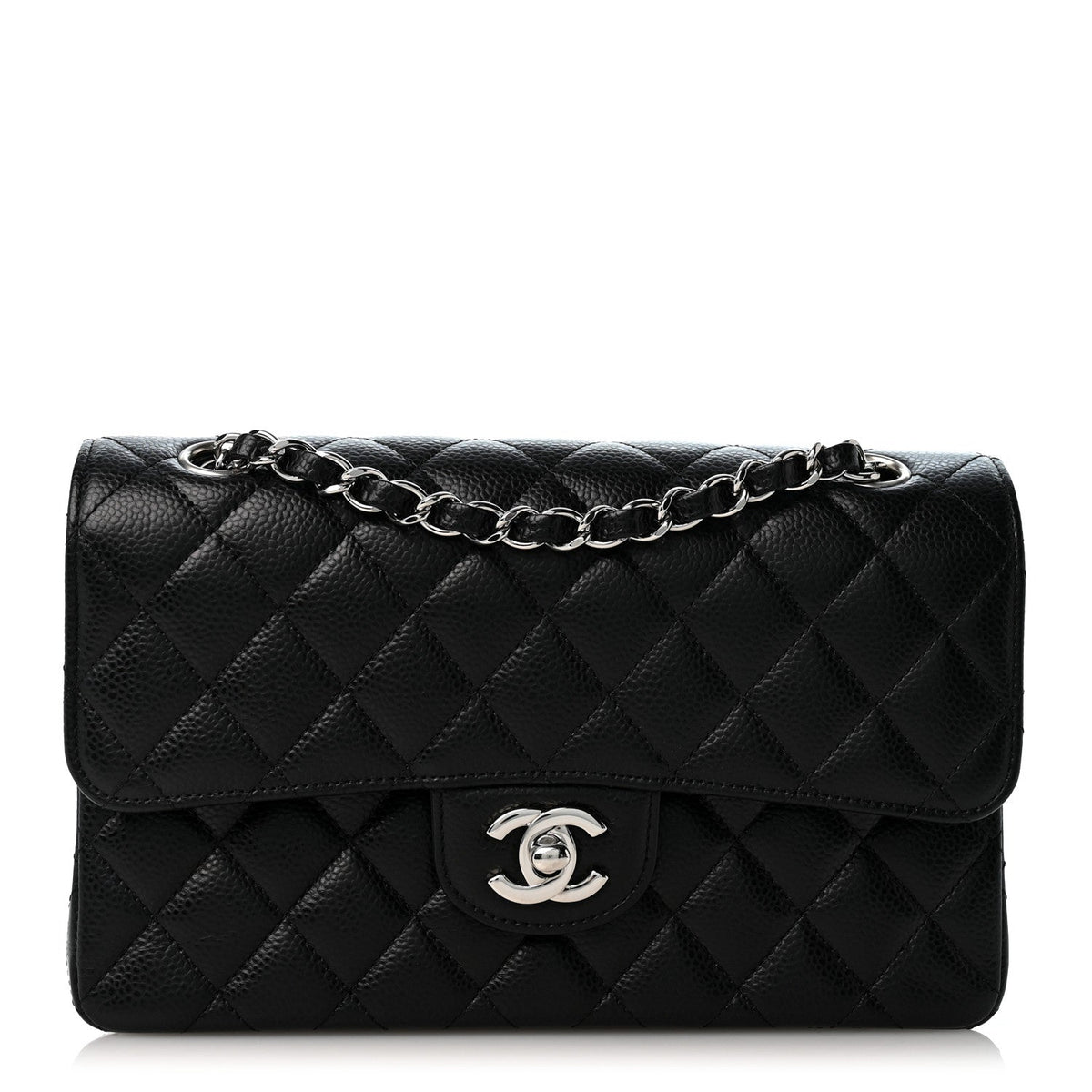 Caviar Quilted Small Double Flap Black wholesalehk.shop