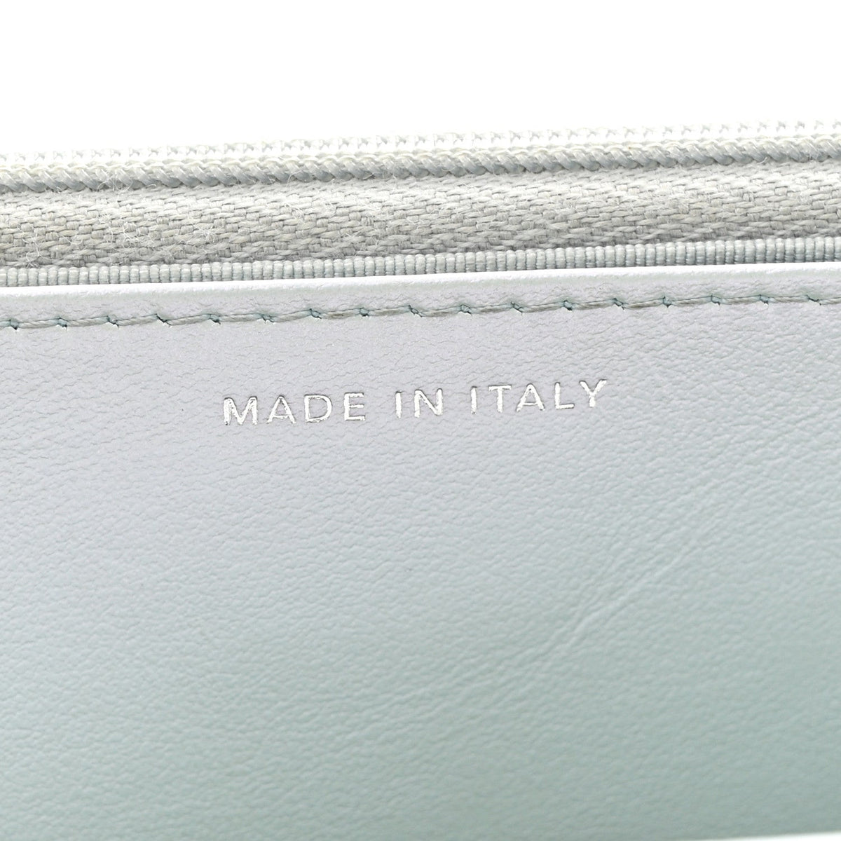 Iridescent Calfskin Quilted Wallet On Chain WOC Light Blue wholesalehk.shop