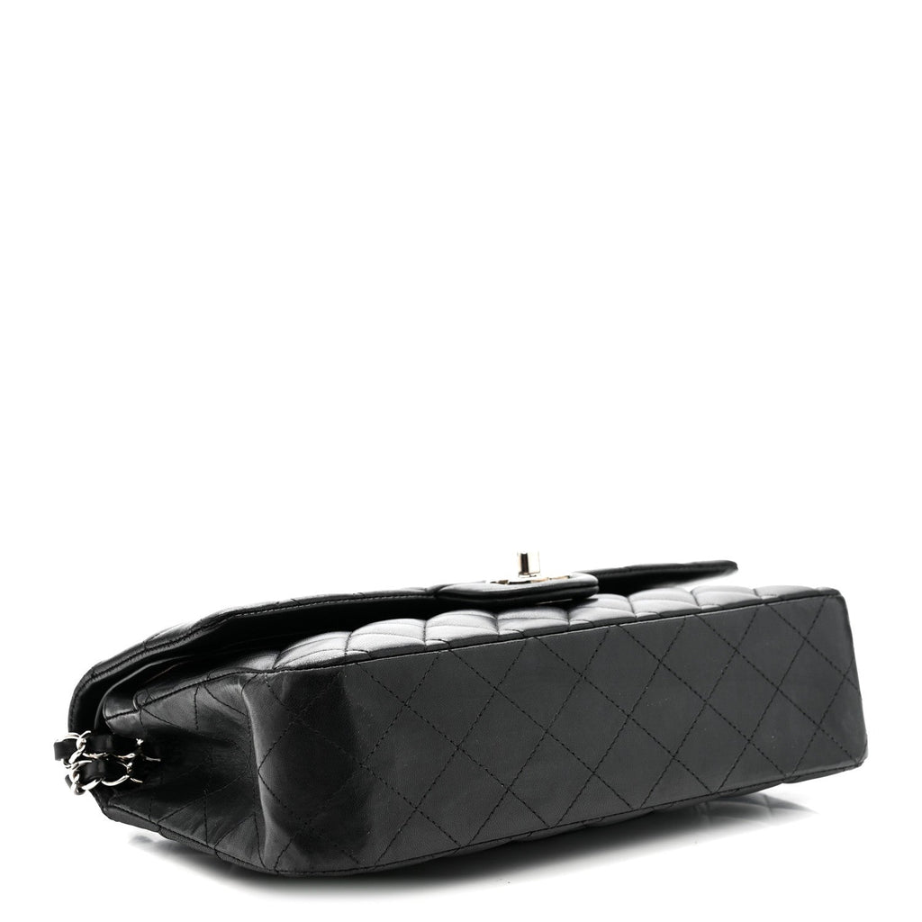 Lambskin Quilted Medium Double Flap Black wholesalehk.shop