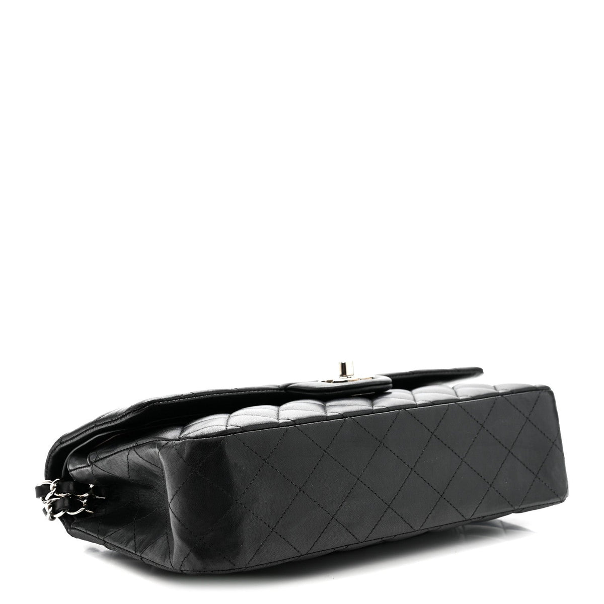 Lambskin Quilted Medium Double Flap Black wholesalehk.shop