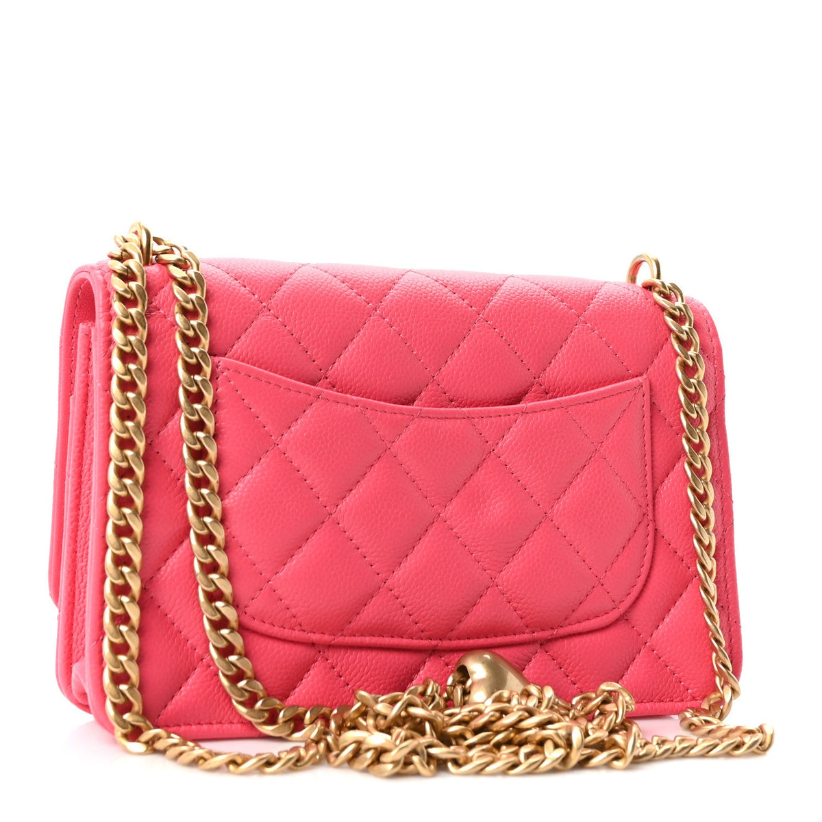 Caviar Quilted Sweetheart Wallet On Chain WOC Fuchsia wholesalehk.shop
