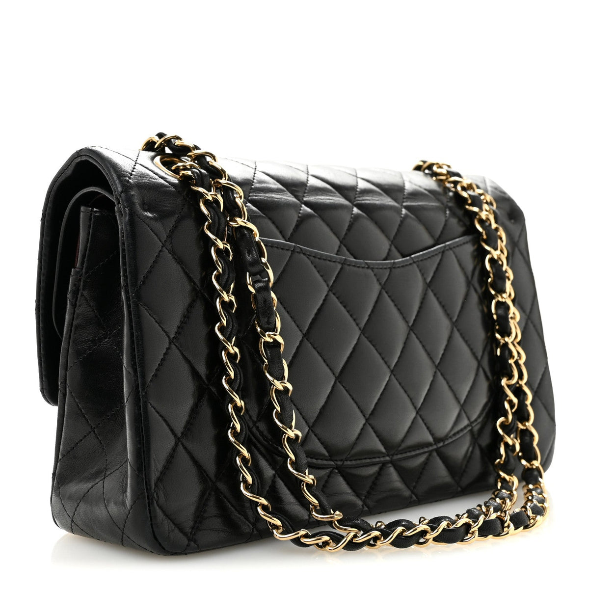 Lambskin Quilted Medium Double Flap Black wholesalehk.shop