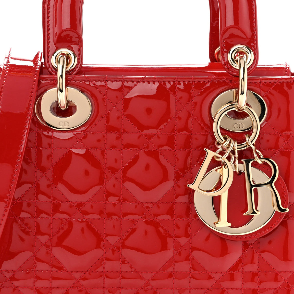 Patent Cannage Small Lady Dior Cherry Red wholesalehk.shop