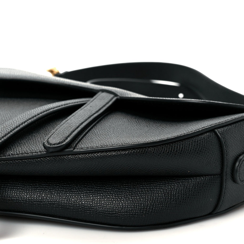 Grained Calfskin Saddle Bag With Strap Black wholesalehk.shop