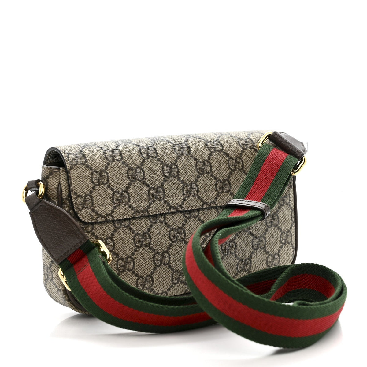 GG Supreme Monogram Textured Dollar Calfskin Web Mini Ophidia Envelope Shoulder Bag Beige Ebony New Acero wholesalehk.shop