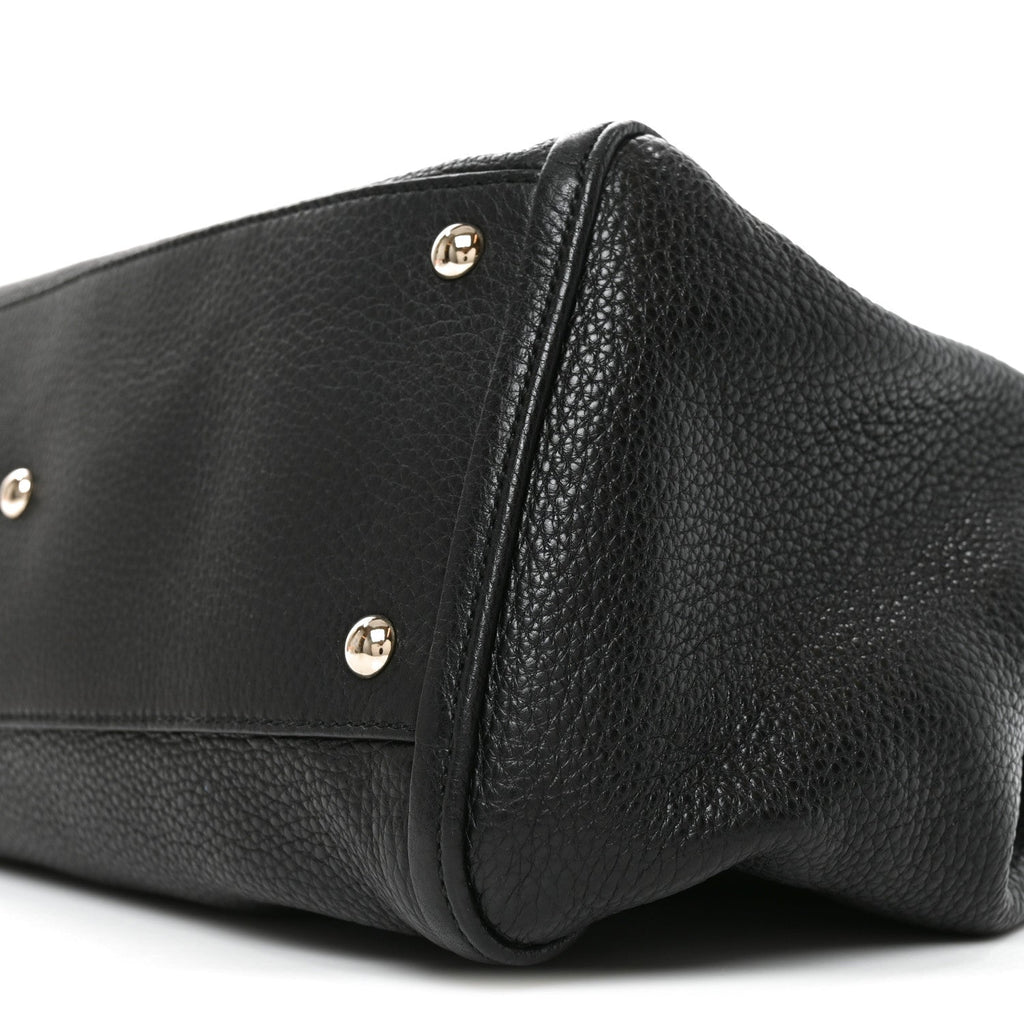 Pebbled Calfskin Medium Soho Shoulder Bag Black wholesalehk.shop