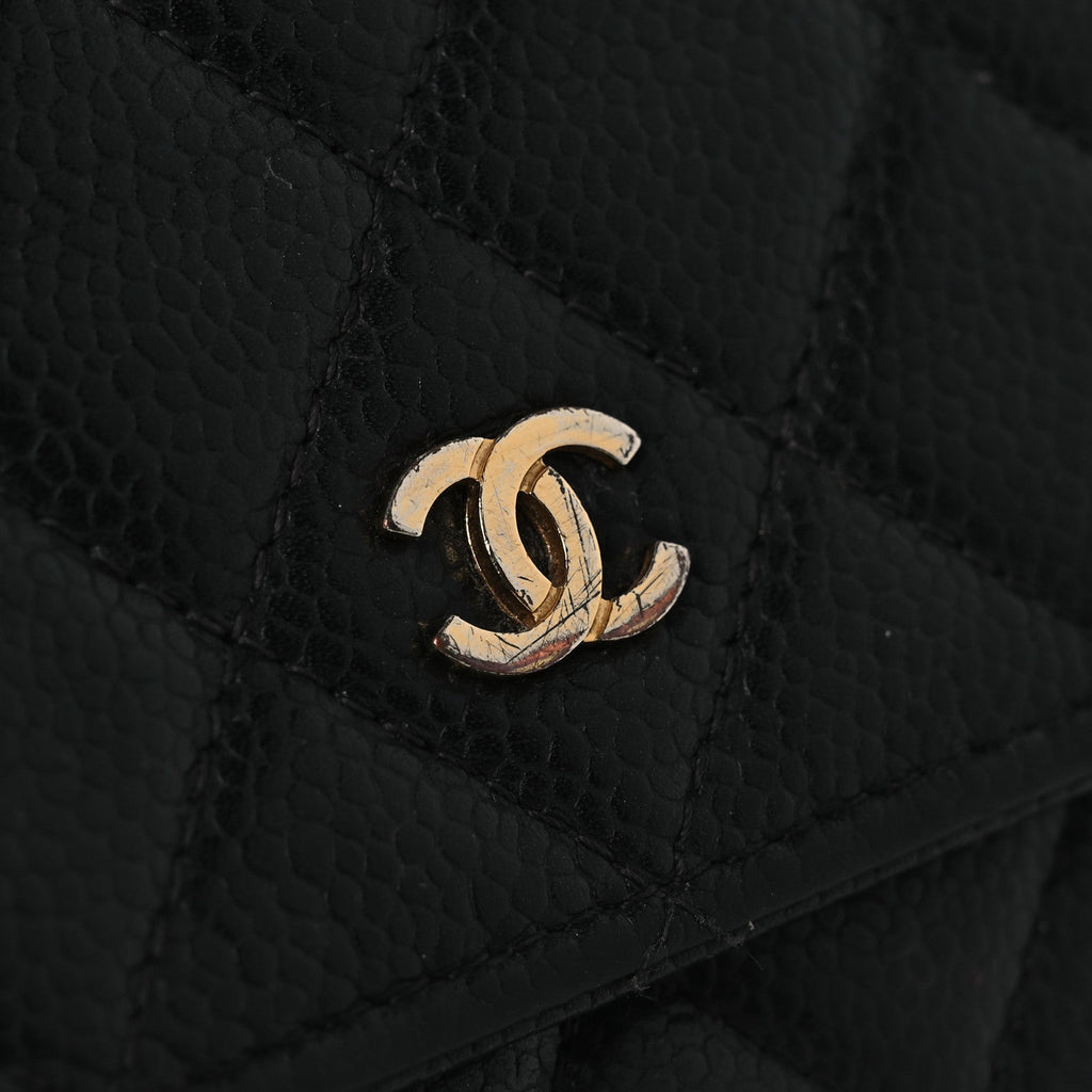 Caviar Quilted Wallet on Chain WOC Black wholesalehk.shop
